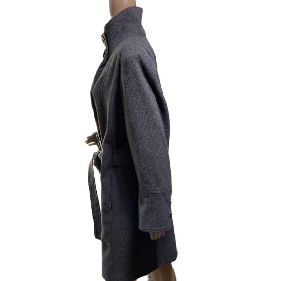 Ashley Stewart Gray Belted High Collar Button-Up Trench coat Size 1X - Picture 13 of 15